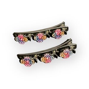 Floral Beaded Hair Clips